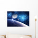 Background with a Planet, Moon and Star Wall Mural