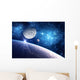 Background with a Planet, Moon and Star Wall Mural