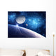 Background with a Planet, Moon and Star Wall Mural