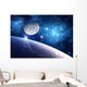 Background with a Planet, Moon and Star Wall Mural