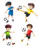 Four Soccer Players Different