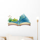 A book with an image of the frogs and fishes in the pond Wall Decal