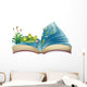 A book with an image of the frogs and fishes in the pond Wall Decal