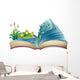 A book with an image of the frogs and fishes in the pond Wall Decal