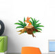 A Bunny Sitting on a Stump with Green Leaves Wall Decal