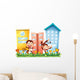 Two Monkeys Dancing in Front of Buildings Wall Decal