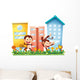 Two Monkeys Dancing in Front of Buildings Wall Decal
