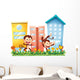 Two Monkeys Dancing in Front of Buildings Wall Decal