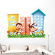 Two Monkeys Dancing in Front of Buildings Wall Decal