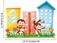 Two Monkeys Dancing in Front of Buildings Wall Decal