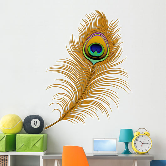 Vector Peacock Feather Wall Decal -  – Wallmonkeys