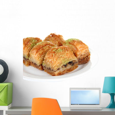 Sweet Baklava Plate Wall Decal shown on a wall