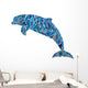 Illustration of Dolphin Composed of Colors Wall Decal
