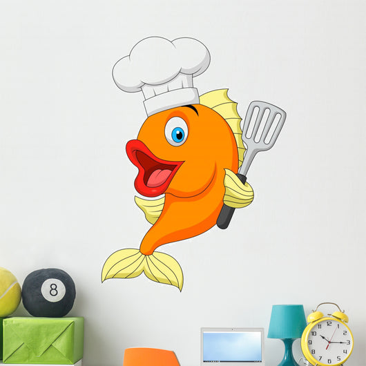 Fish chef cartoon Wall Decal