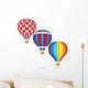 Hot Air Balloons With Woven Gondola Wall Decal