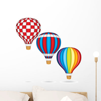 Hot Air Balloons with Wall Stickers shown on a wall