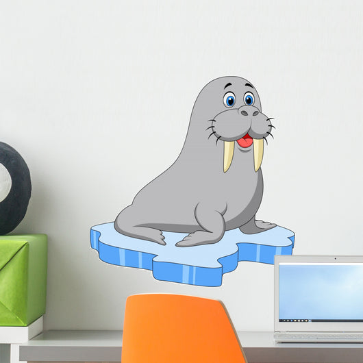 Cute walrus on ice Wall Decal