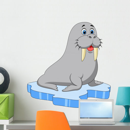 Cute walrus on ice Wall Decal