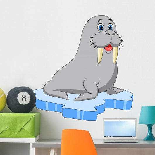 Cute walrus on ice Wall Decal