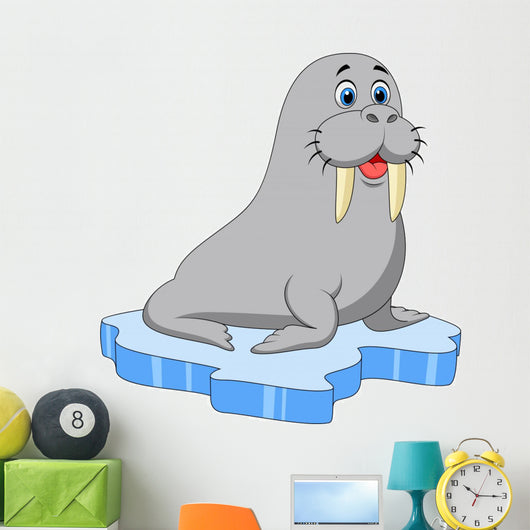 Cute walrus on ice Wall Decal