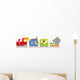 train with animals on white background Wall Decal