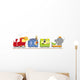 train with animals on white background Wall Decal
