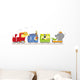 train with animals on white background Wall Decal
