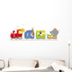 train with animals on white background Wall Decal