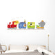 train with animals on white background Wall Decal