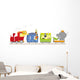 train with animals on white background Wall Decal