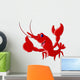 Cute Red Shrimp Cartoon Thumb up Wall Mural