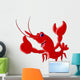 Cute Red Shrimp Cartoon Thumb up Wall Mural