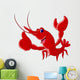 Cute Red Shrimp Cartoon Thumb up Wall Mural