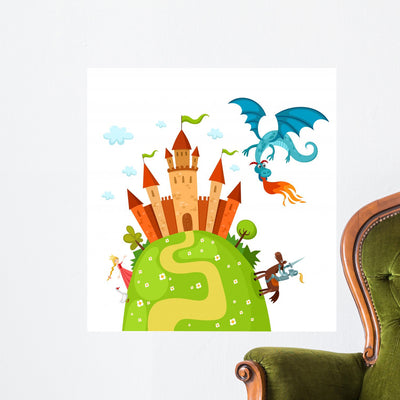 Dragon Wall Decal shown on a wall