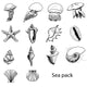 Collection of sea animals and shells Wall Decal