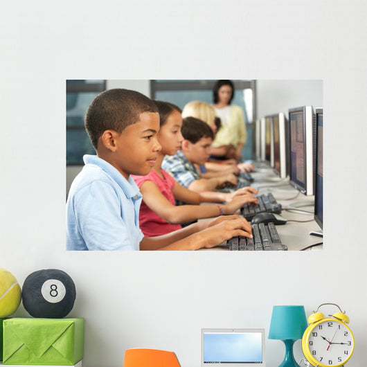 Elementary Students Working Computers