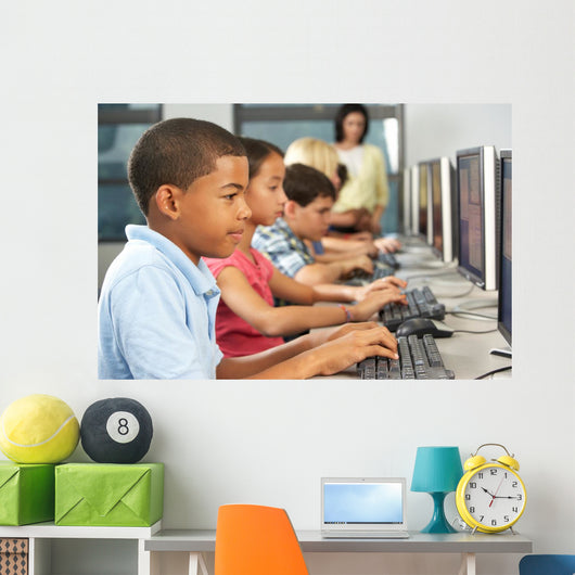 Elementary Students Working Computers