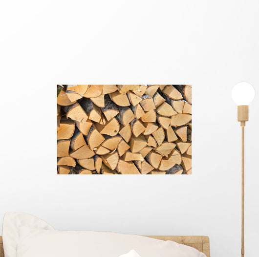 Pile of Wood Logs Ready for Winter Wall Mural