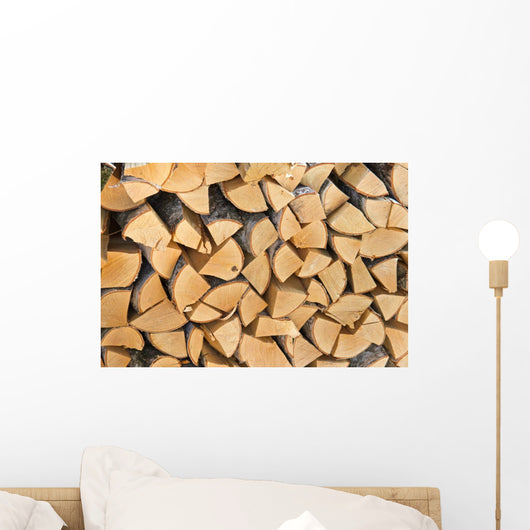 Pile of Wood Logs Ready for Winter Wall Mural