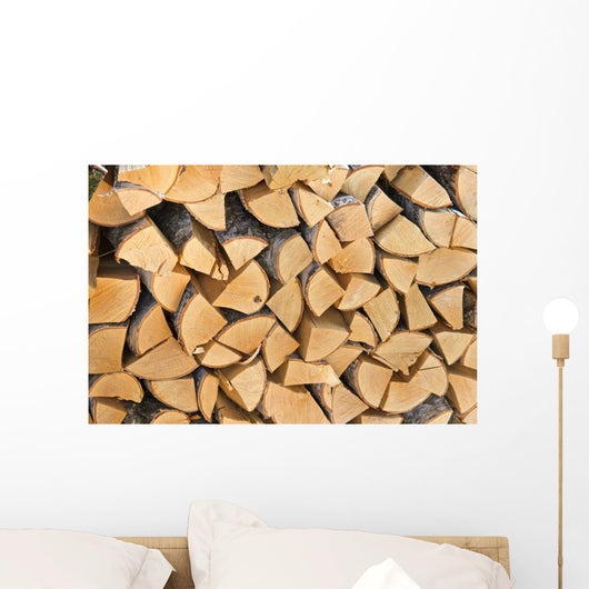 Pile of Wood Logs Ready for Winter Wall Mural
