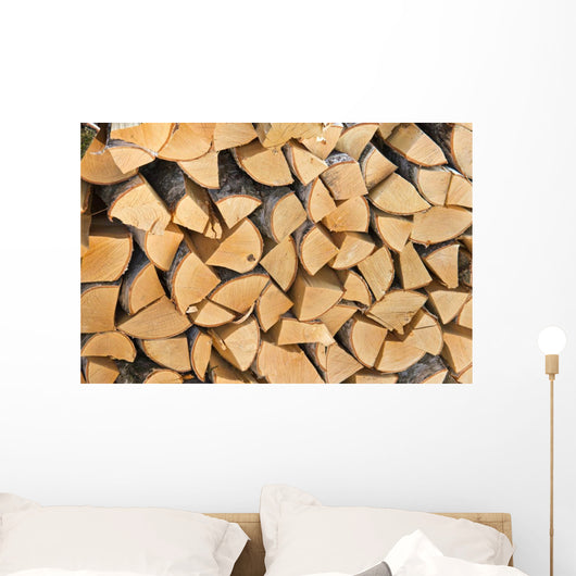 Pile of Wood Logs Ready for Winter Wall Mural