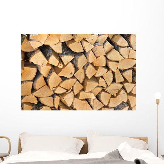 Pile of Wood Logs Ready for Winter Wall Mural