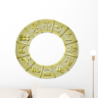 Circular Astrological Zodiac Wall Decal shown on a wall