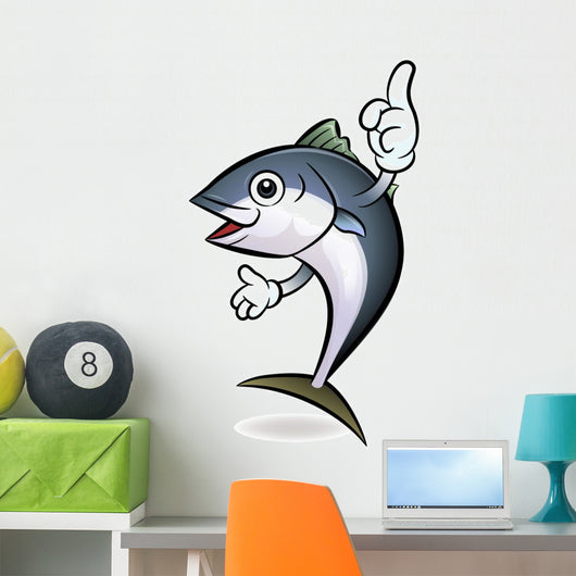 Cooks Tuna mascot the direction of pointing with both hands. Sco Wall Decal
