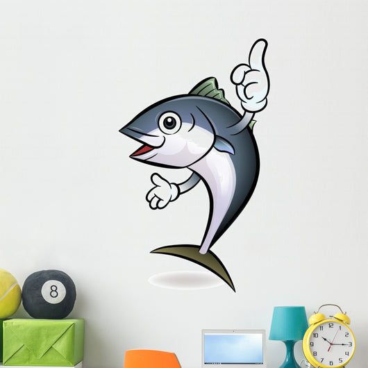 Cooks Tuna mascot the direction of pointing with both hands. Sco Wall Decal