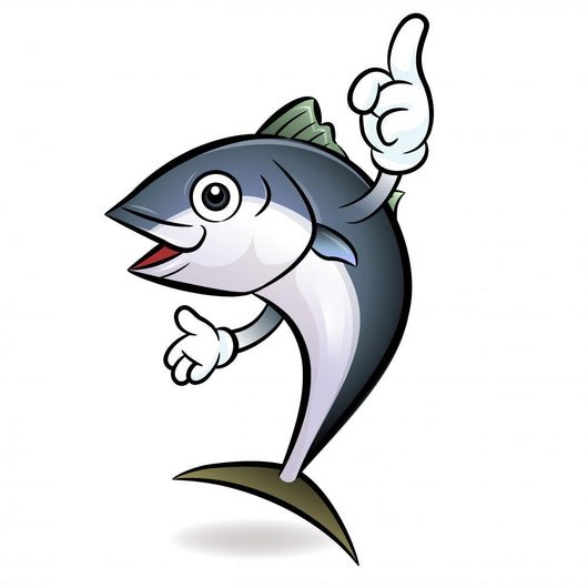 Cooks Tuna mascot the direction of pointing with both hands. Sco Wall Decal