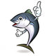 Cooks Tuna mascot the direction of pointing with both hands. Sco Wall Decal