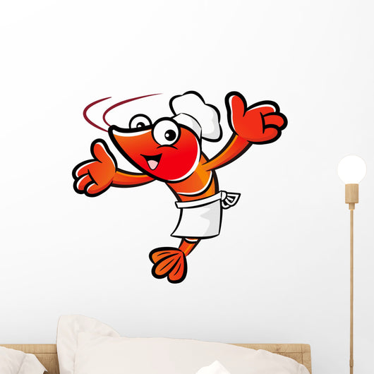 The Shrimp Chef mascot has been welcomed with both hands. Prawn Wall Decal