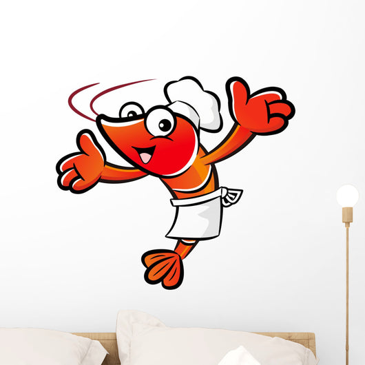 The Shrimp Chef mascot has been welcomed with both hands. Prawn Wall Decal