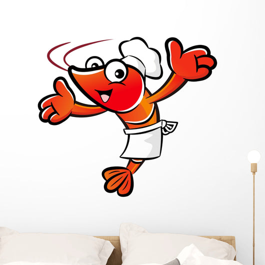 The Shrimp Chef mascot has been welcomed with both hands. Prawn Wall Decal